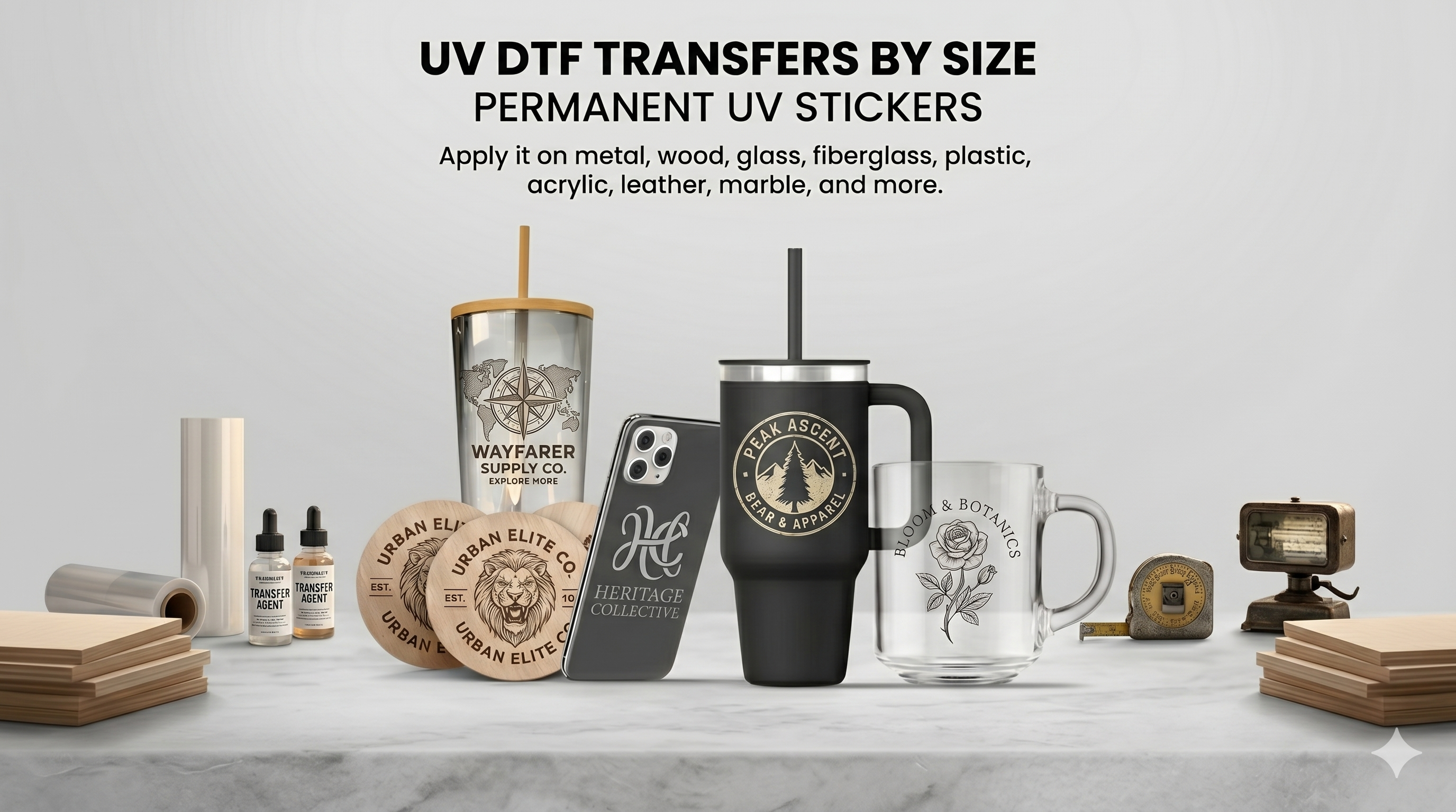 UV transfer stickers in use